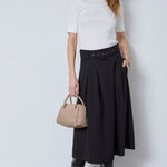LunaCC Belt Midi Pleat Skirt - Black - Co'couture