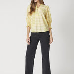 MangoCC Check SS Blouse - Pastel Yellow - Co'couture