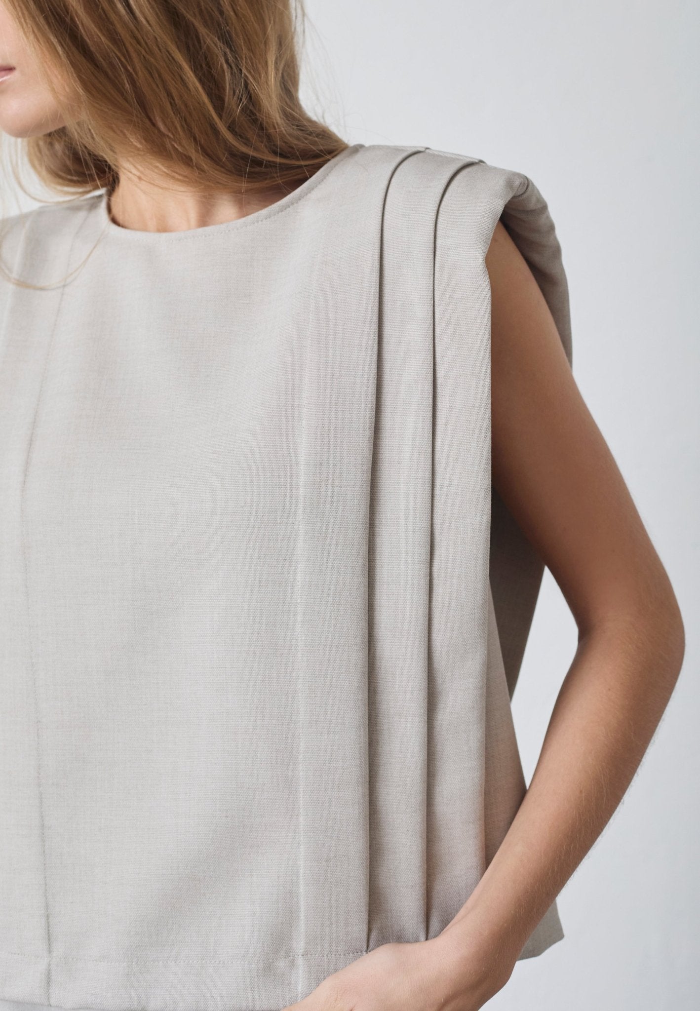 MavaCC Padded Pleat Top - Bone - Co'couture