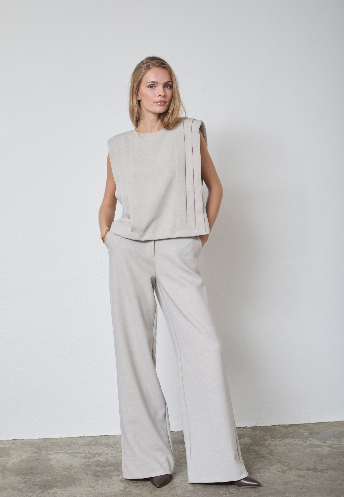 MavaCC Padded Pleat Top - Bone - Co'couture