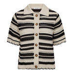 OdetteCC Stripe SS Cardigan - OffWhite - Black - Co'couture