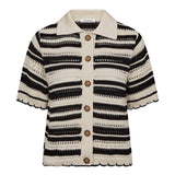 OdetteCC Stripe SS Cardigan - OffWhite - Black - Co'couture