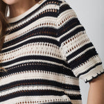 OdetteCC Stripe SS O - Knit - OffWhite - Black - Co'couture