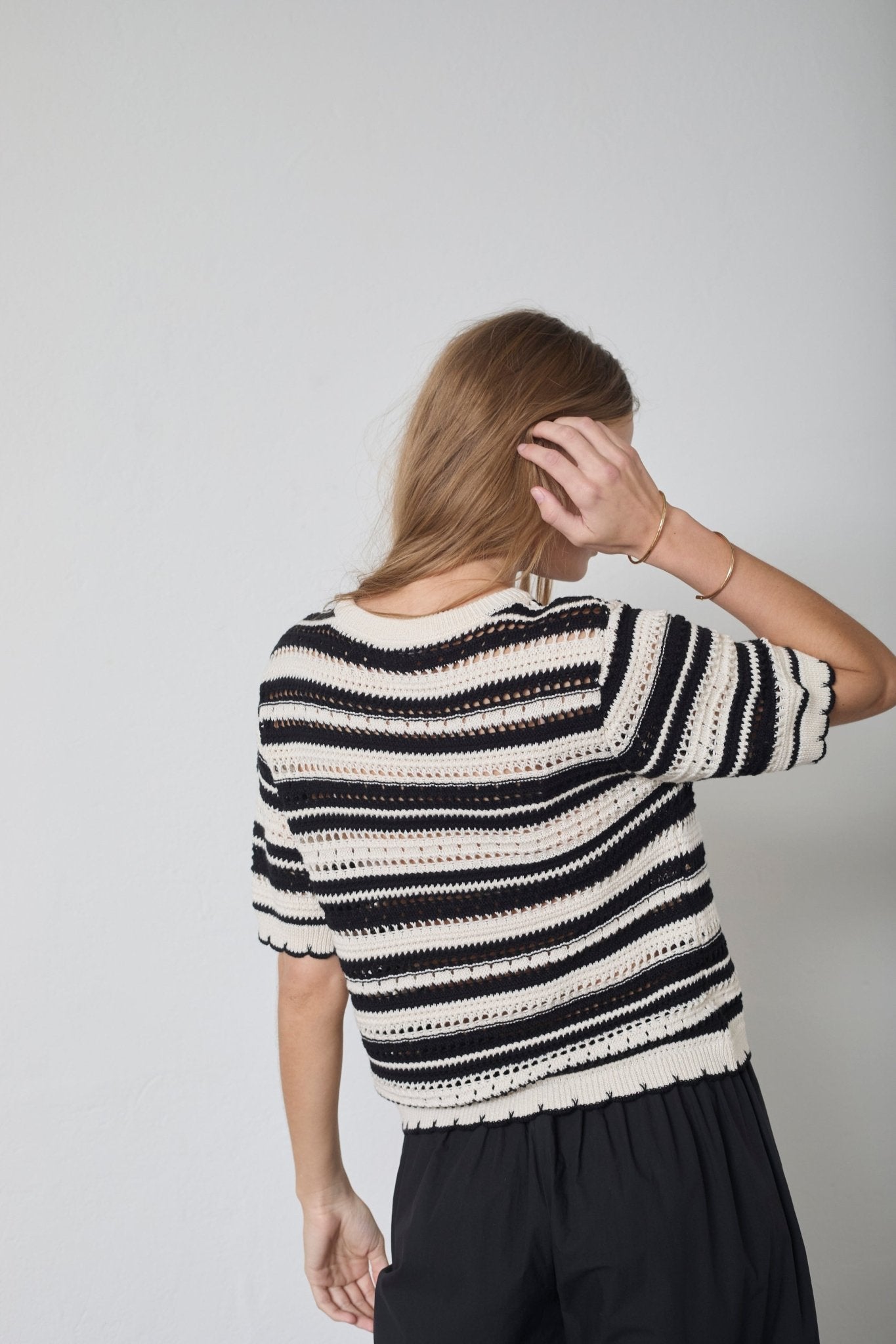 OdetteCC Stripe SS O - Knit - OffWhite - Black - Co'couture