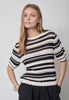 OdetteCC Stripe SS O-Knit - OffWhite-Black