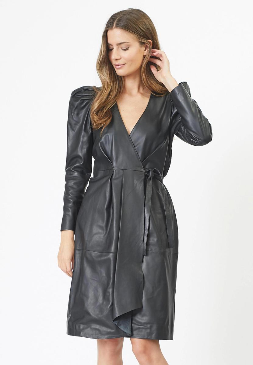 PhoebeCC Leather Wrap Dress - Black - Co'couture