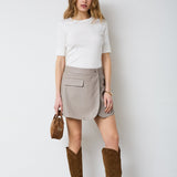 PhoebeCC Leather Wrap Skort - Taupe - Co'couture