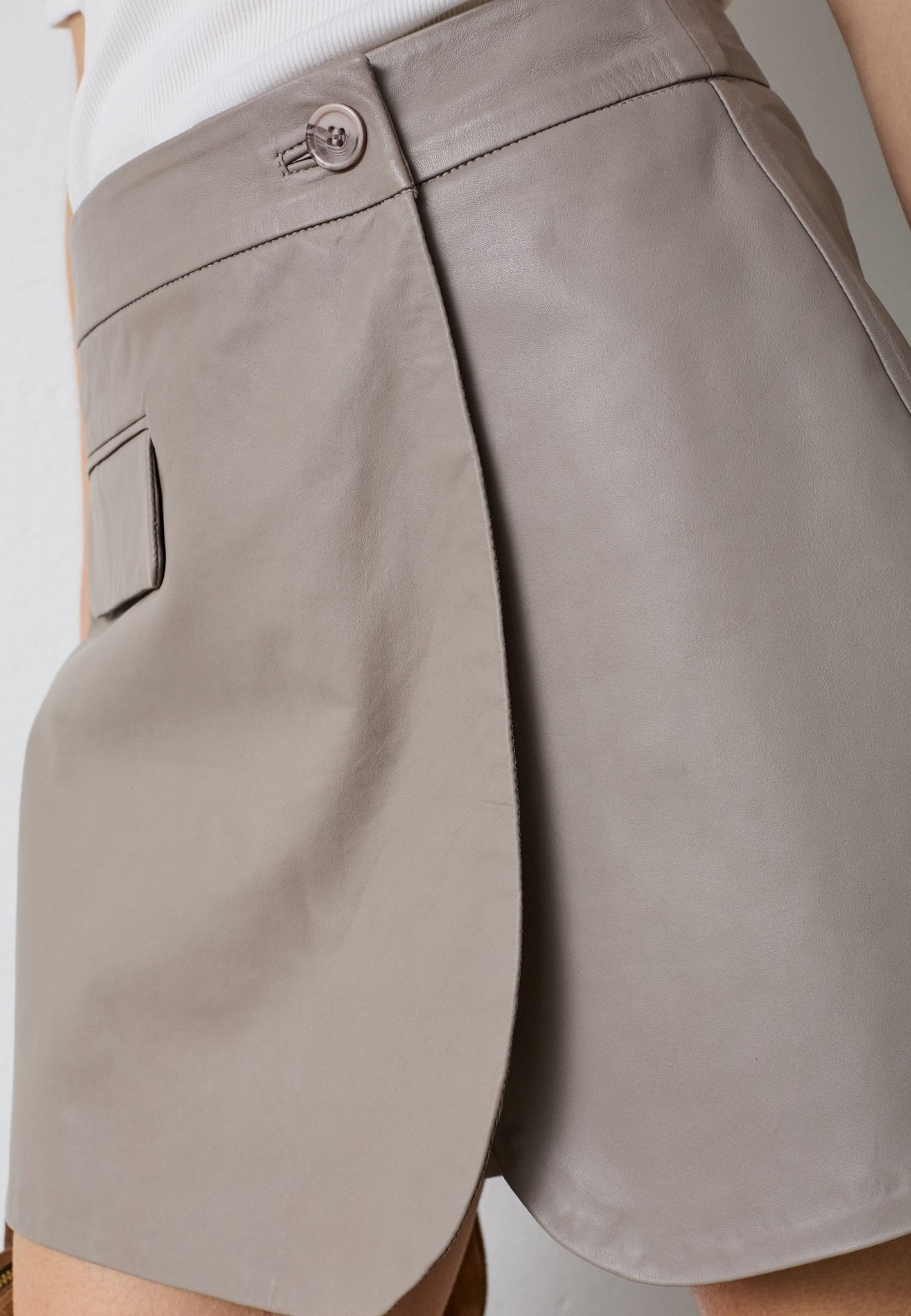 PhoebeCC Leather Wrap Skort - Taupe - Co'couture