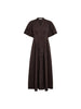 PoppyCC Emb Pleat Dress - Dark Brown