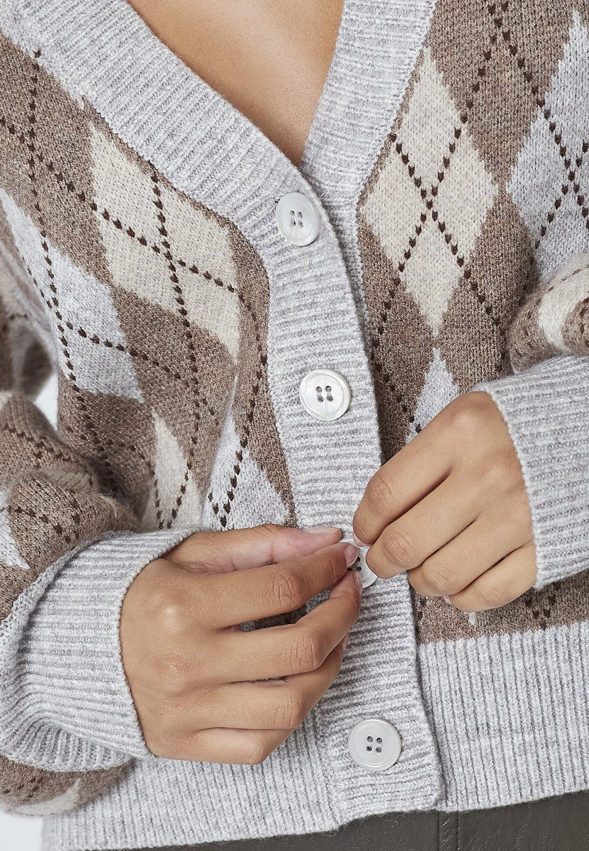 RowCC Check Cardigan - Walnut - Co'couture