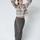 RowCC Check Cardigan - Walnut - Co'couture