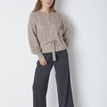 RowCC Pointelle Tie Cardigan - Champagne - Co'couture