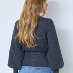 RowCC Pointelle Tie Cardigan - Dark Grey - Co'couture