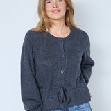 RowCC Pointelle Tie Cardigan - Dark Grey - Co'couture