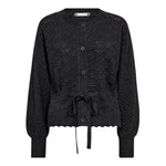 RowCC Pointelle Tie Cardigan - Dark Grey - Co'couture