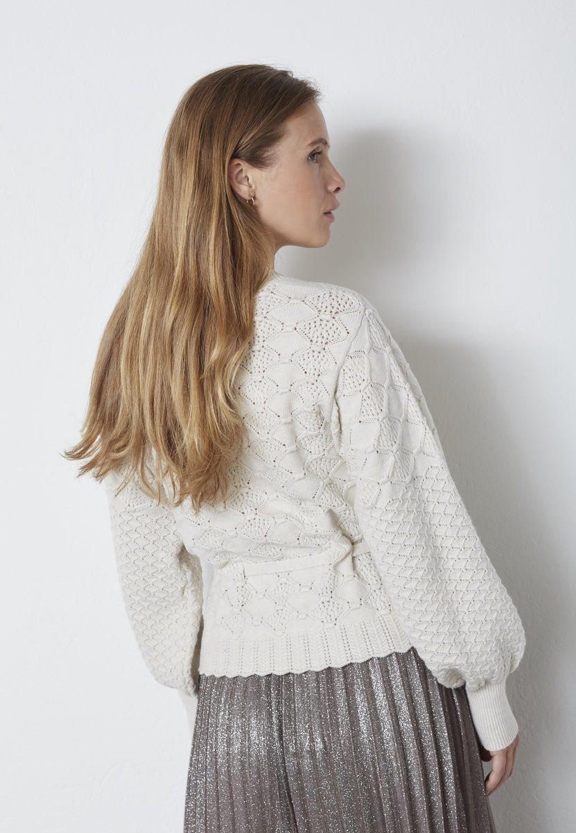 RowCC Pointelle Tie Cardigan - Ivory - Co'couture