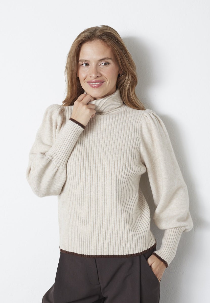 RowCC Puff Rib Roll Neck - Creme - Co'couture
