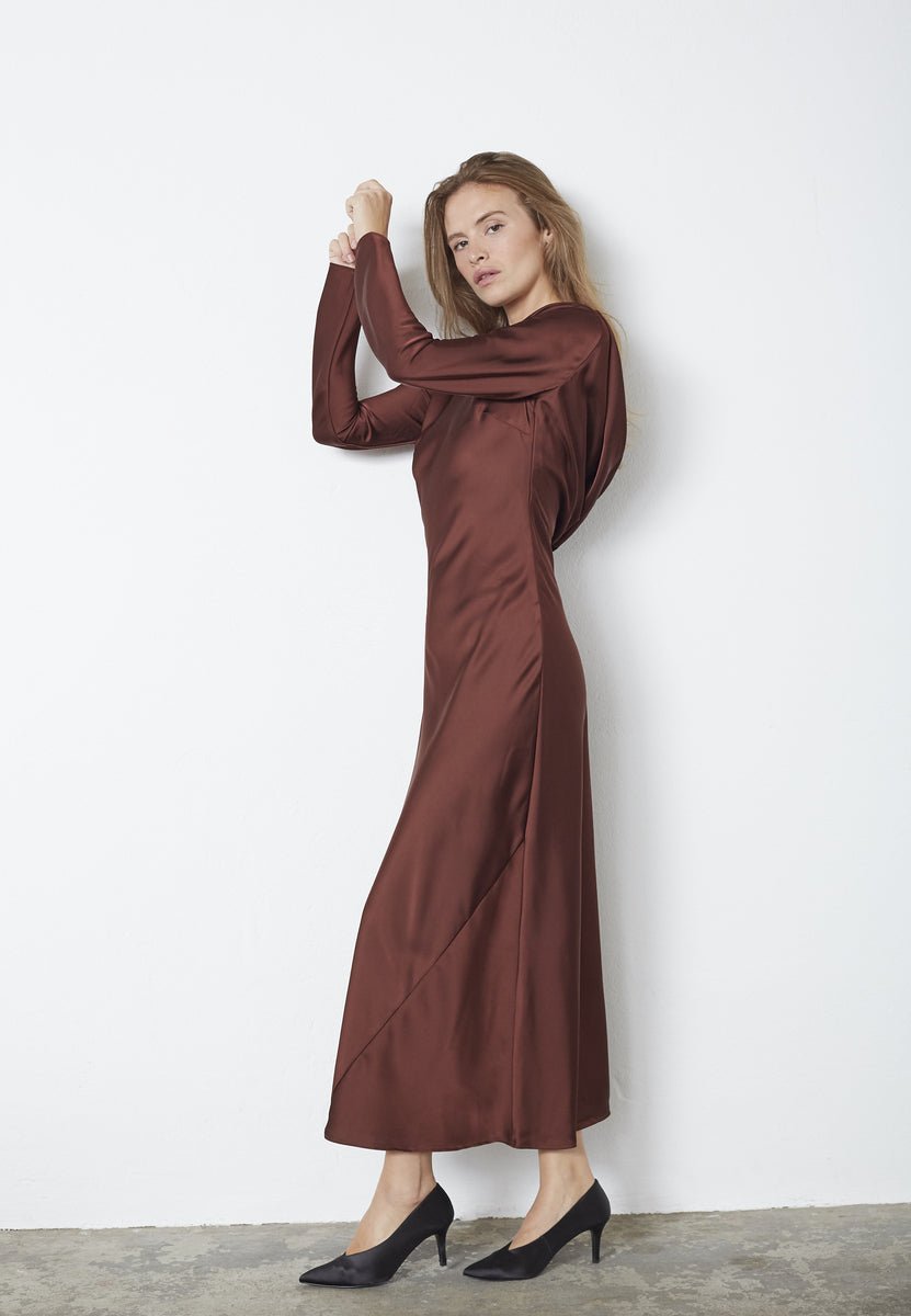 SafiraCC Waterfall Back Dress - Dark Brown - Co'couture