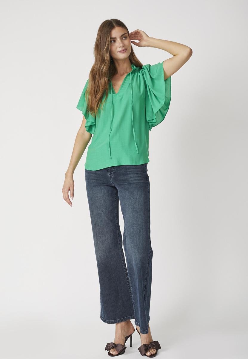 SunriseCC SS Frill Top - Green - Co'couture