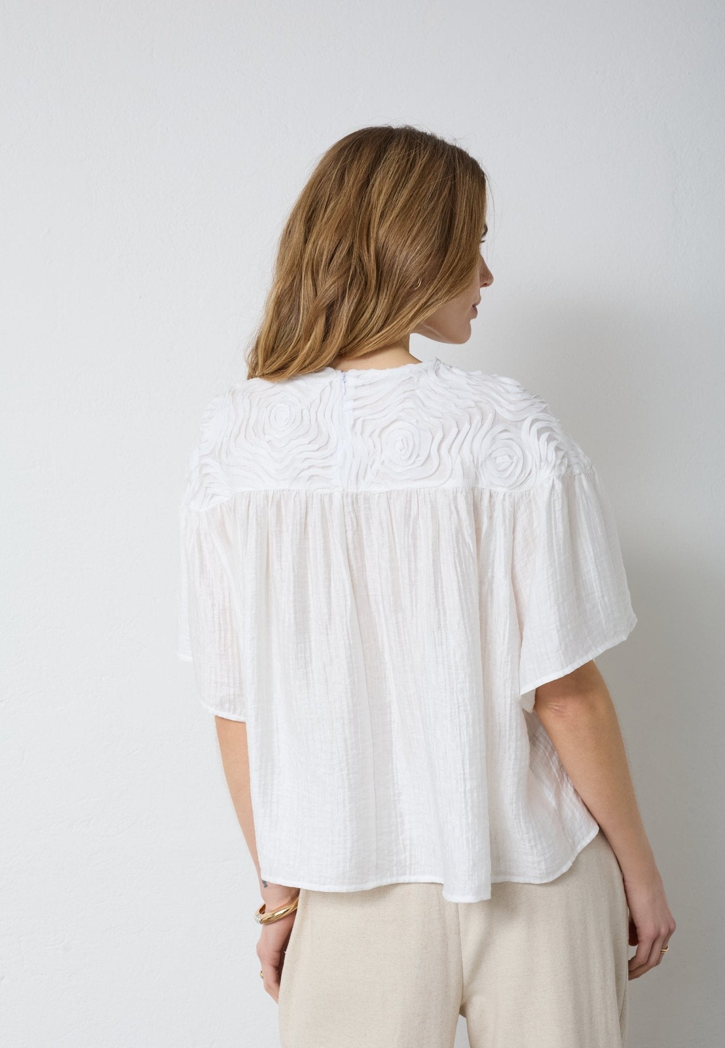 TassyCC Flower SS Blouse - White - Co'couture