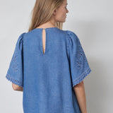 TillyCC Emb SS Blouse - Denim blue - Co'couture