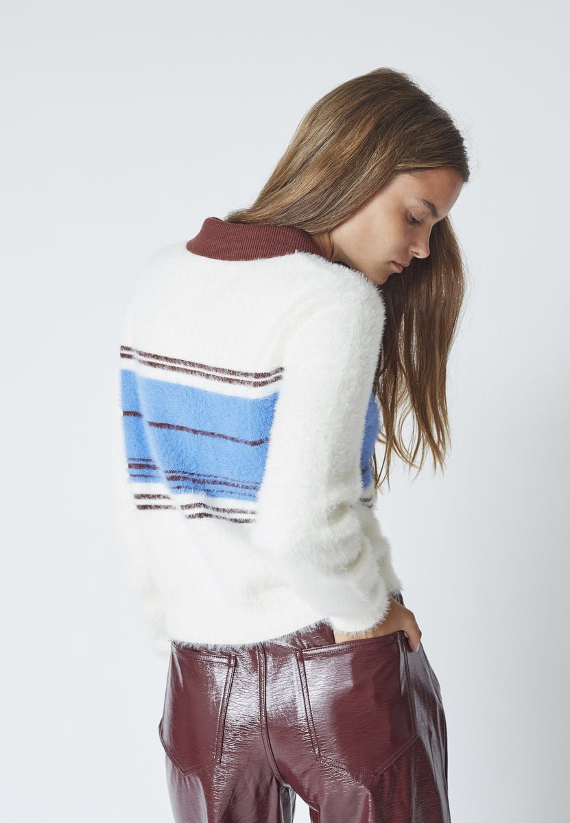 ToryCC Stripe Zip Knit - Off white - Co'couture