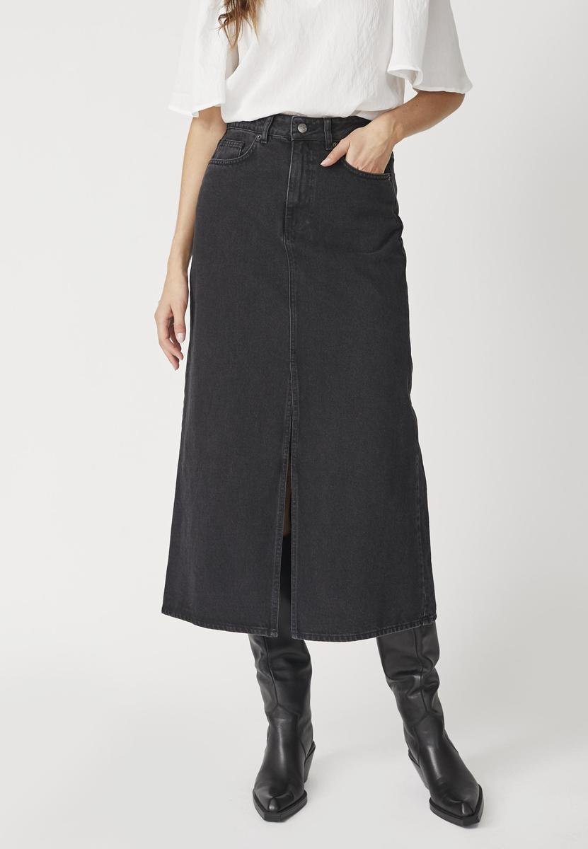 VikaCC Slit Denim Skirt - Black - Co'couture